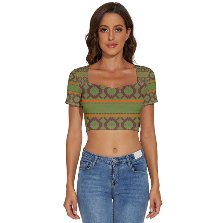 Pattern 29 Short Sleeve Square Neckline Crop Top 