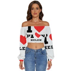 I Love Helen Long Sleeve Crinkled Weave Crop Top by ilovewhateva