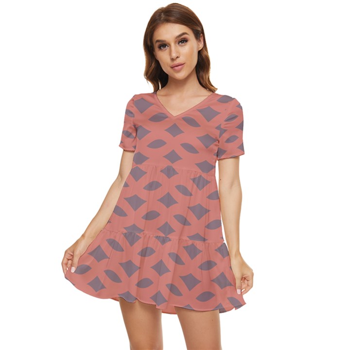 Lattice Iii Tiered Short Sleeve Babydoll Dress