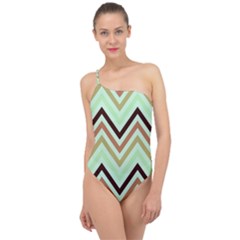 Chevron Iii Classic One Shoulder Swimsuit by GardenOfOphir