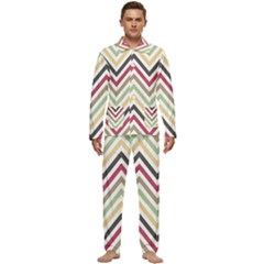 Colorful Chevron Men s Long Sleeve Velvet Pocket Pajamas Set by GardenOfOphir