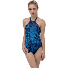 Artificial Intelligence Network Blue Art Go With The Flow One Piece Swimsuit by Semog4