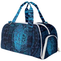 Artificial Intelligence Network Blue Art Burner Gym Duffel Bag by Semog4