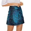 Artificial Intelligence Network Blue Art Mini Front Wrap Skirt View3