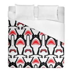 Hammerhead Shark Pattern Bg-red Duvet Cover (full/ Double Size) by Givinglala