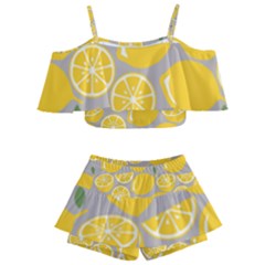 Lemon Background Lemon Wallpaper Kids  Off Shoulder Skirt Bikini by Semog4