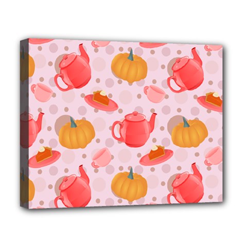 Pumpkin Tea Cup Pie Dessert Deluxe Canvas 20  X 16  (stretched) by Semog4