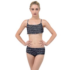 Black And White Love Kisses Pattern Layered Top Bikini Set by GardenOfOphir