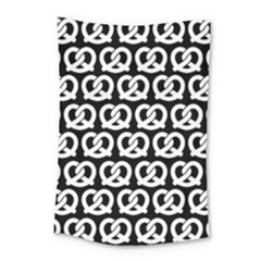 Black And White Pretzel Illustrations Pattern Small Tapestry by GardenOfOphir