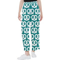 Teal Pretzel Illustrations Pattern Women s Pants  by GardenOfOphir