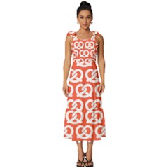 Coral Pretzel Illustrations Pattern Tie-strap Tiered Midi Chiffon Dress by GardenOfOphir