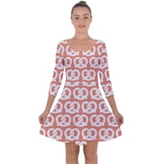 Salmon Pretzel Illustrations Pattern Quarter Sleeve Skater Dress by GardenOfOphir