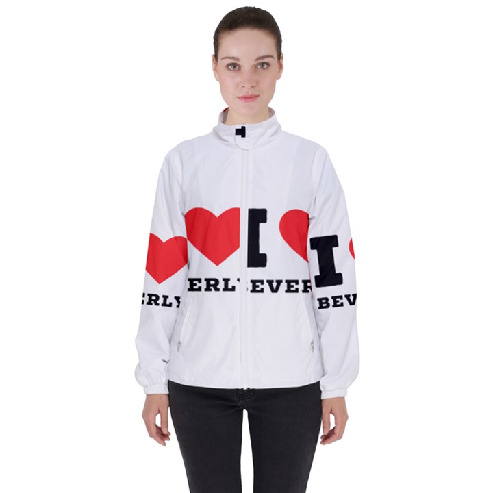 I love beverly Women s High Neck Windbreaker