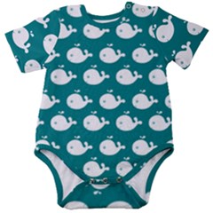 Cute Whale Illustration Pattern Baby Short Sleeve Bodysuit by GardenOfOphir