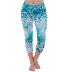 Tropical Blue Ocean Wave Capri Winter Leggings  by Jack14