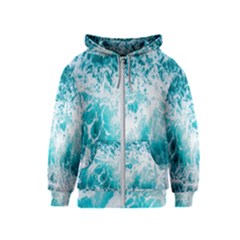 Tropical Blue Ocean Wave Kids  Zipper Hoodie by Jack14