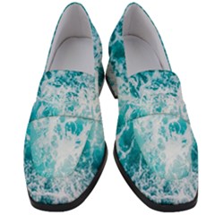 Tropical Blue Ocean Wave Women s Chunky Heel Loafers by Jack14