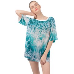 Tropical Blue Ocean Wave Oversized Chiffon Top by Jack14