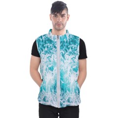 Tropical Blue Ocean Wave Men s Puffer Vest by Jack14