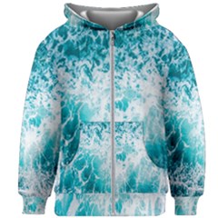 Tropical Blue Ocean Wave Kids  Zipper Hoodie Without Drawstring by Jack14