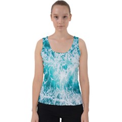 Tropical Blue Ocean Wave Velvet Tank Top by Jack14