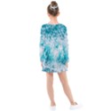 Tropical Blue Ocean Wave Kids  Long Sleeve Dress View2