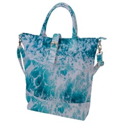 Tropical Blue Ocean Wave Buckle Top Tote Bag by Jack14