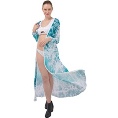 Tropical Blue Ocean Wave Maxi Chiffon Beach Wrap by Jack14