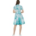 Tropical Blue Ocean Wave Short Sleeve Waist Detail Dress View2