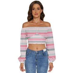 Background-01 Long Sleeve Crinkled Weave Crop Top by nateshop