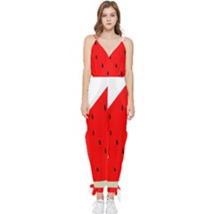 Fruit-01 Sleeveless Tie Ankle Chiffon Jumpsuit by nateshop