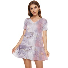 Liquid Marble Tiered Short Sleeve Babydoll Dress by BlackRoseStore