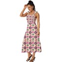 Cute Floral Pattern Tie-Strap Tiered Midi Chiffon Dress View2