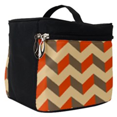 Modern Retro Chevron Patchwork Pattern Make Up Travel Bag (small) by GardenOfOphir