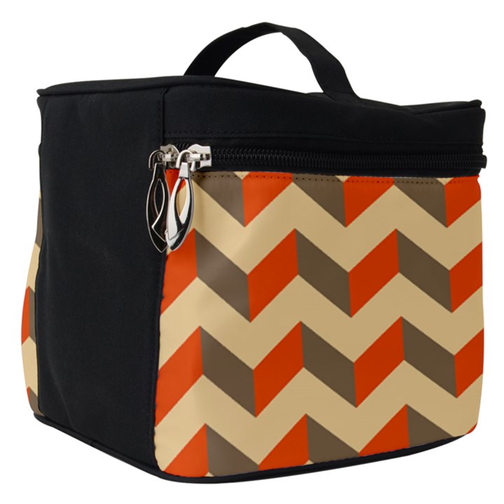 Modern Retro Chevron Patchwork Pattern Make Up Travel Bag (Small)