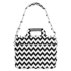 Black And White Chevron Macbook Pro 16  Shoulder Laptop Bag by GardenOfOphir