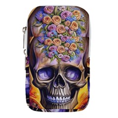 Skull With Flowers - Day Of The Dead Waist Pouch (small) by GardenOfOphir