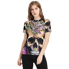 Skeleton Skull Cottagecore Women s Short Sleeve Rash Guard by GardenOfOphir