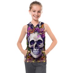 Cute Skulls And Bones Kids  Sleeveless Hoodie by GardenOfOphir