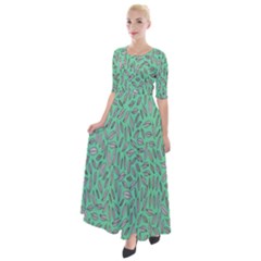 Leaves-015 Half Sleeves Maxi Dress by nateshop