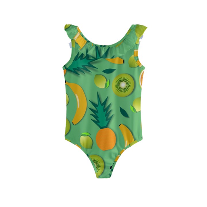 Fruit Tropical Pattern Design Art Kids  Frill Swimsuit