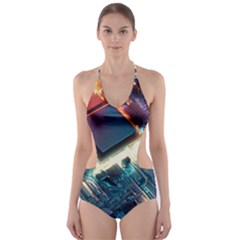 Ai Generated Motherboard City Technology Tech Cpu Cut-out One Piece Swimsuit by Jancukart