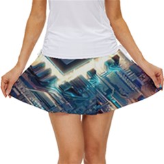 Ai Generated Motherboard City Technology Tech Cpu Women s Skort by Jancukart