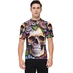 Death Skull Floral Men s Short Sleeve Rash Guard by GardenOfOphir