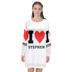 I Love Stephen Long Sleeve Chiffon Shift Dress  by ilovewhateva