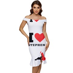 I Love Stephen Off Shoulder Ruffle Split Hem Bodycon Dress by ilovewhateva