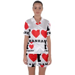 I Love Frank Satin Short Sleeve Pajamas Set by ilovewhateva