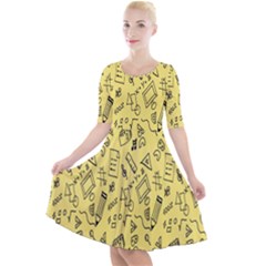 Back-to-school Quarter Sleeve A-line Dress by nateshop