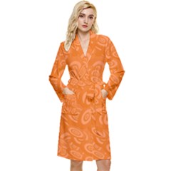 Orange-ellipse Long Sleeve Velvet Robe by nateshop