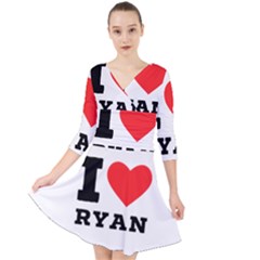 I Love Ryan Quarter Sleeve Front Wrap Dress by ilovewhateva